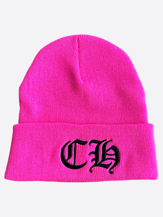 Chrome Hearts Pink & Black CH Embroidered Logo Beanie