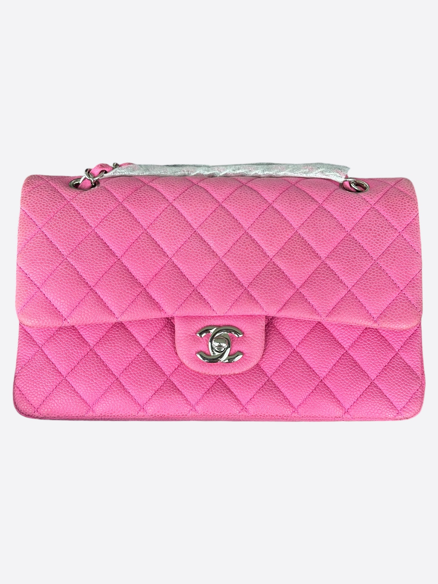 Chanel Pink Caviar Suede Medium Flap Bag