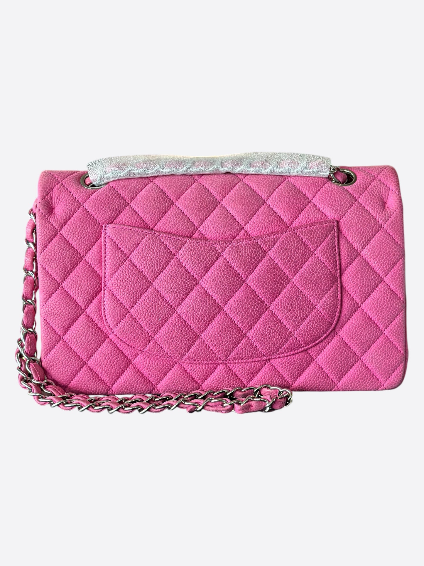 Chanel Pink Caviar Suede Medium Flap Bag