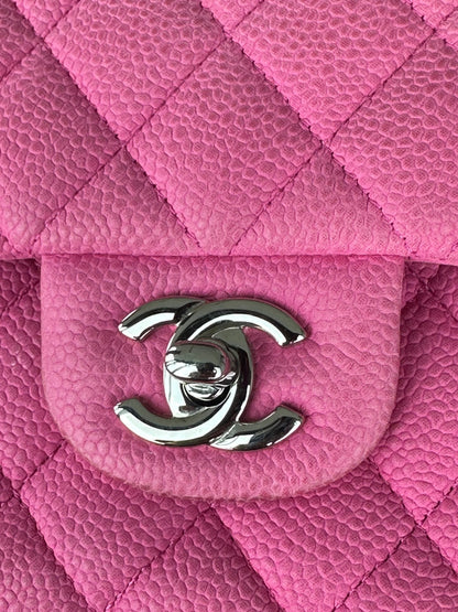 Chanel Pink Caviar Suede Medium Flap Bag