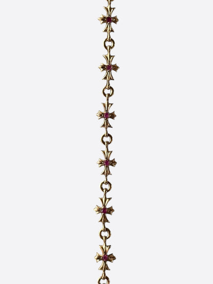 Chrome Hearts 22K Yellow Gold & Pink Rubies Tiny-E Bracelet
