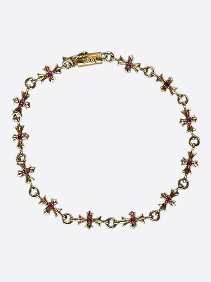 Chrome Hearts 22K Yellow Gold & Pink Rubies Tiny-E Bracelet