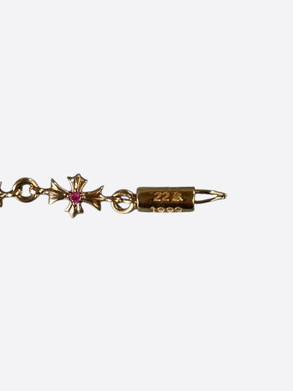 Chrome Hearts 22K Yellow Gold & Pink Rubies Tiny-E Bracelet