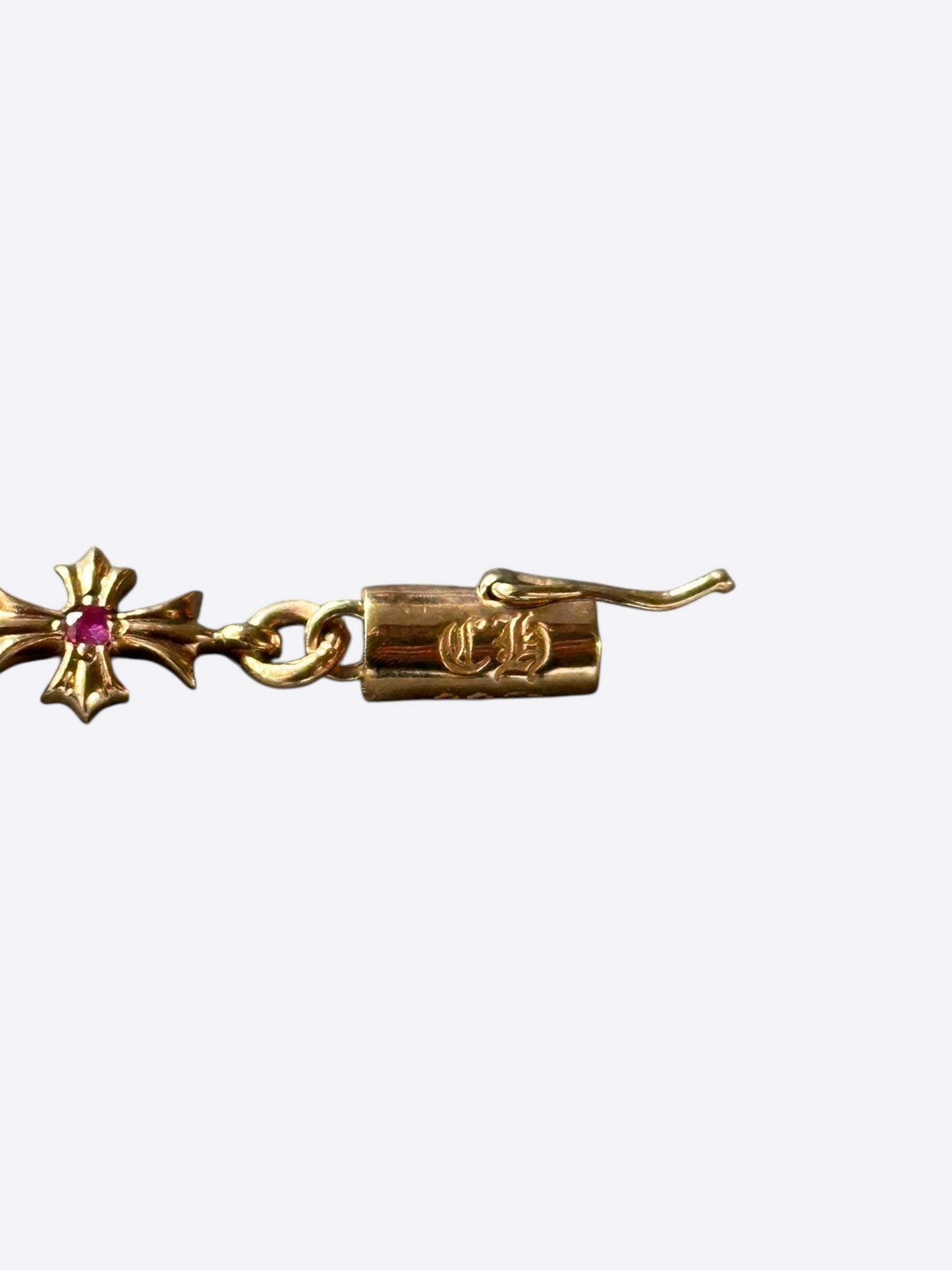 Chrome Hearts 22K Yellow Gold & Pink Rubies Tiny-E Bracelet
