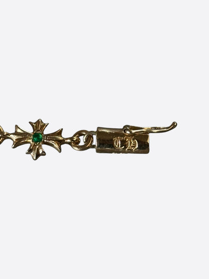 Chrome Hearts 22K Yellow Gold & Green Emeralds Tiny-E Bracelet