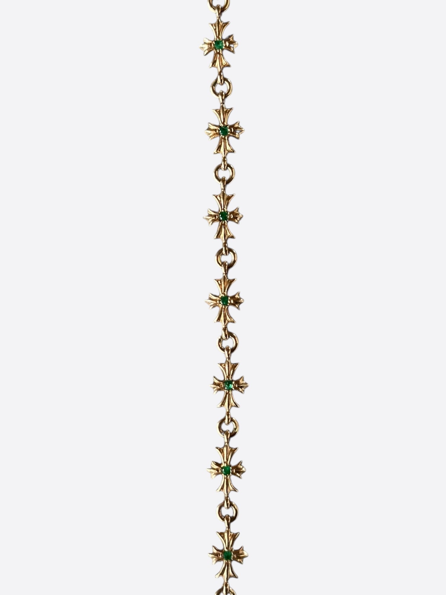 Chrome Hearts 22K Yellow Gold & Green Emeralds Tiny-E Bracelet