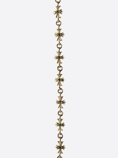 Chrome Hearts 22K Yellow Gold & Green Emeralds Tiny-E Bracelet