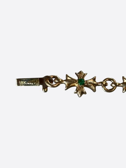 Chrome Hearts 22K Yellow Gold & Green Emeralds Tiny-E Bracelet