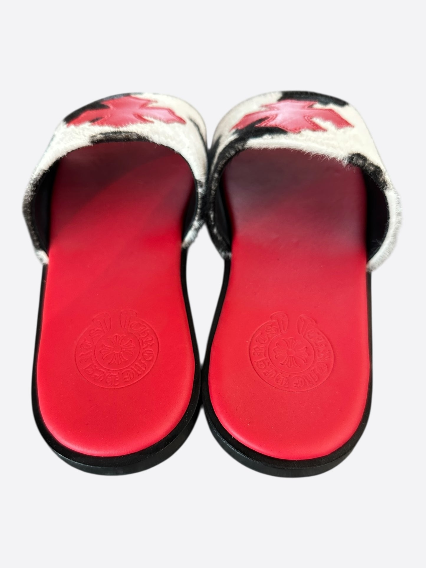 Chrome Hearts Red Cross Patch Cow Slides