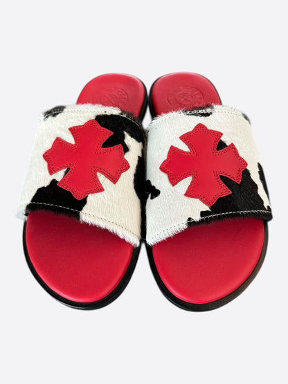 Chrome Hearts Red Cross Patch Cow Slides