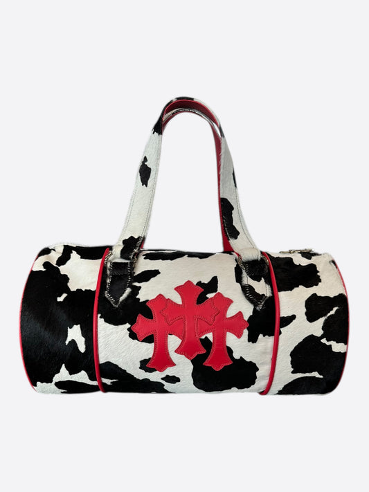Chrome Hearts Red Cross Patch Cow Mini Duffel Bag