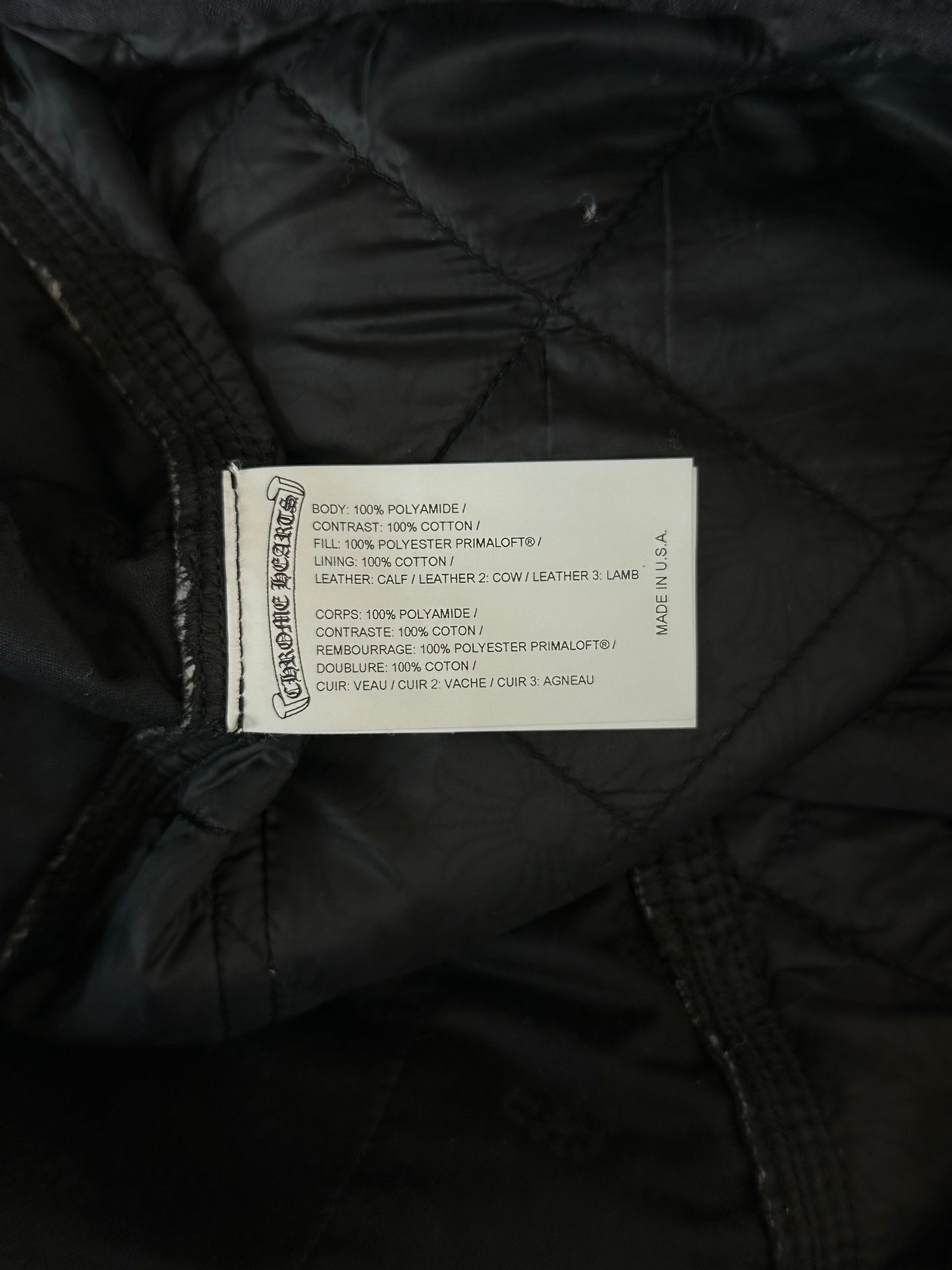 Chrome Hearts Black Nylon Quilted Chomper Carpenter Pants