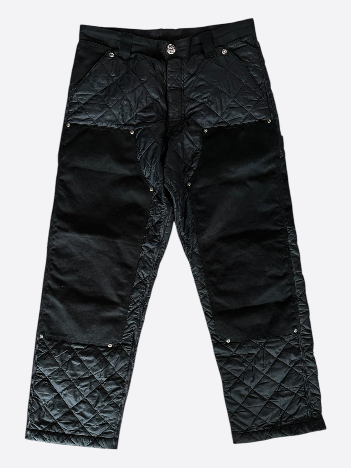 Chrome Hearts Black Nylon Quilted Chomper Carpenter Pants