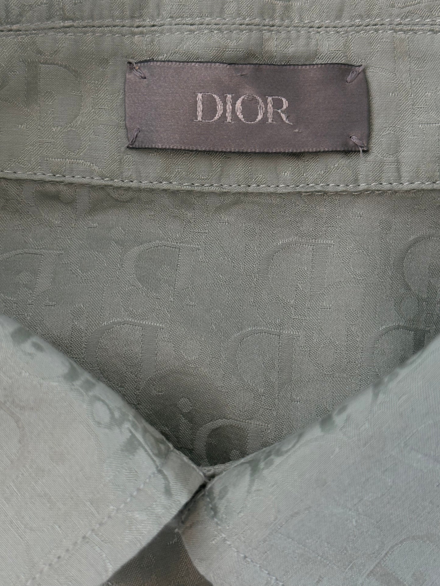 Dior Green Oblique Silk Button Up Shirt