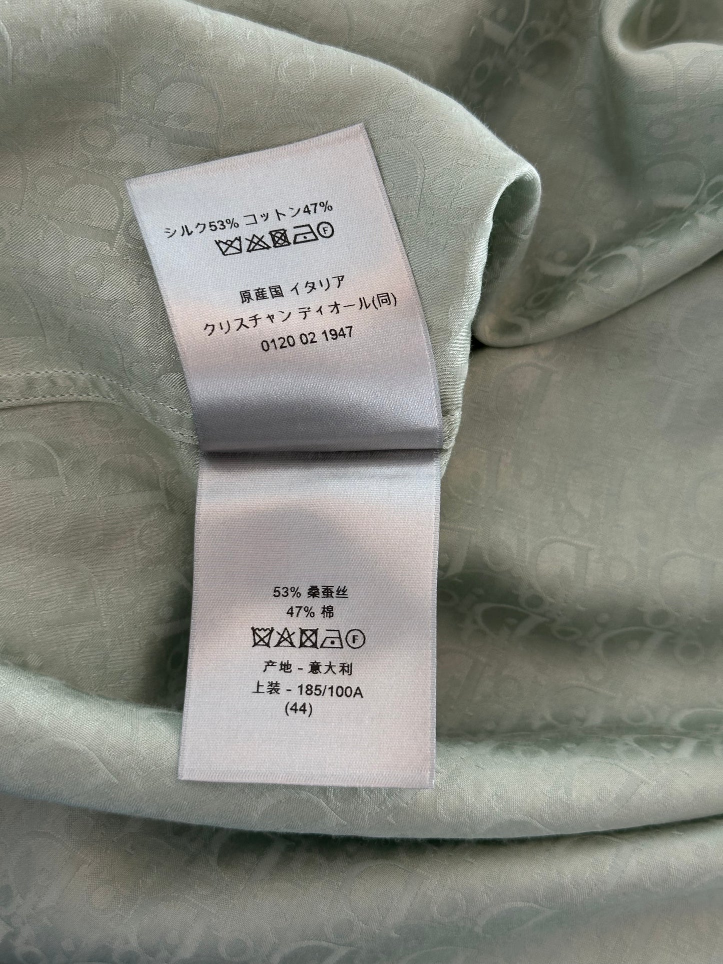 Dior Green Oblique Silk Button Up Shirt