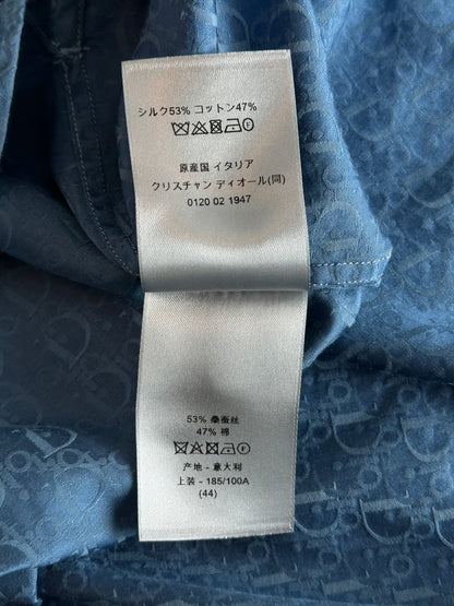 Dior Blue Oblique Silk Button Up Shirt