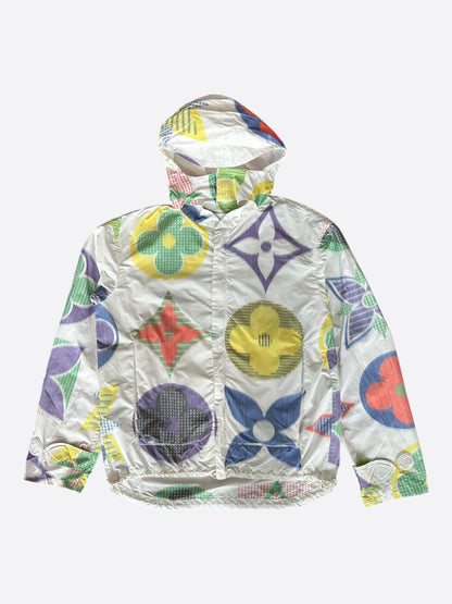 Louis Vuitton White Multicolor Flower Monogram Windbreaker