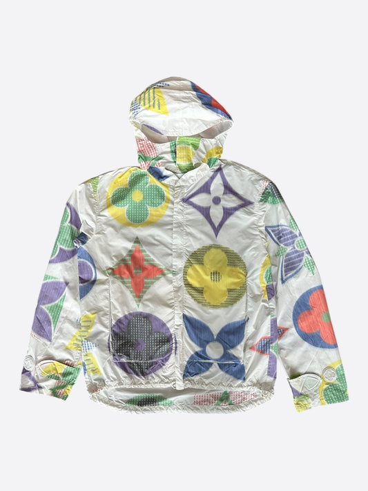 Louis Vuitton White Multicolor Flower Monogram Windbreaker