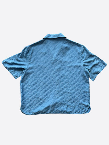 Dior Blue Oblique Silk Button Up Shirt