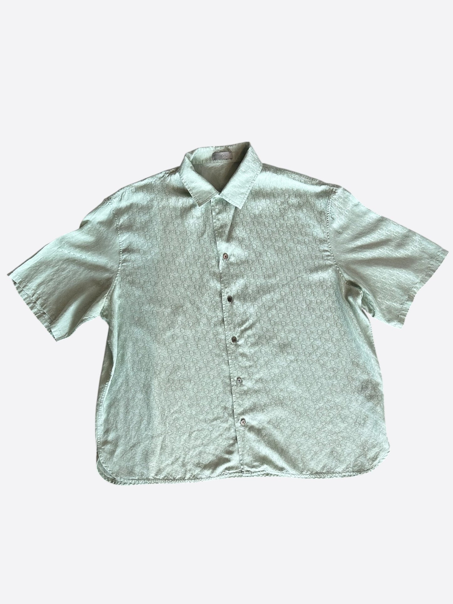 Dior Green Oblique Silk Button Up Shirt
