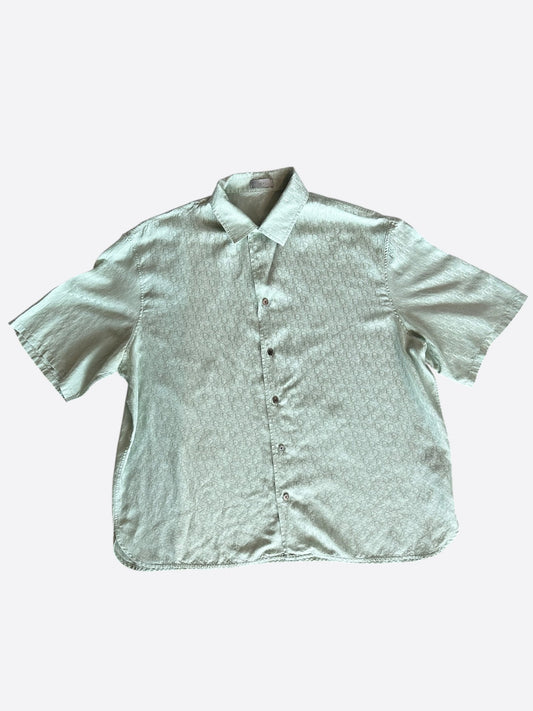 Dior Green Oblique Silk Button Up Shirt