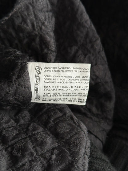 Chrome Hearts Black Leather Cross Patch Varsity Jacket