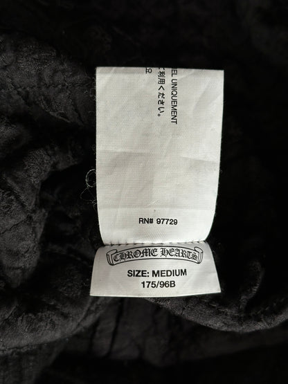 Chrome Hearts Black Leather Cross Patch Varsity Jacket