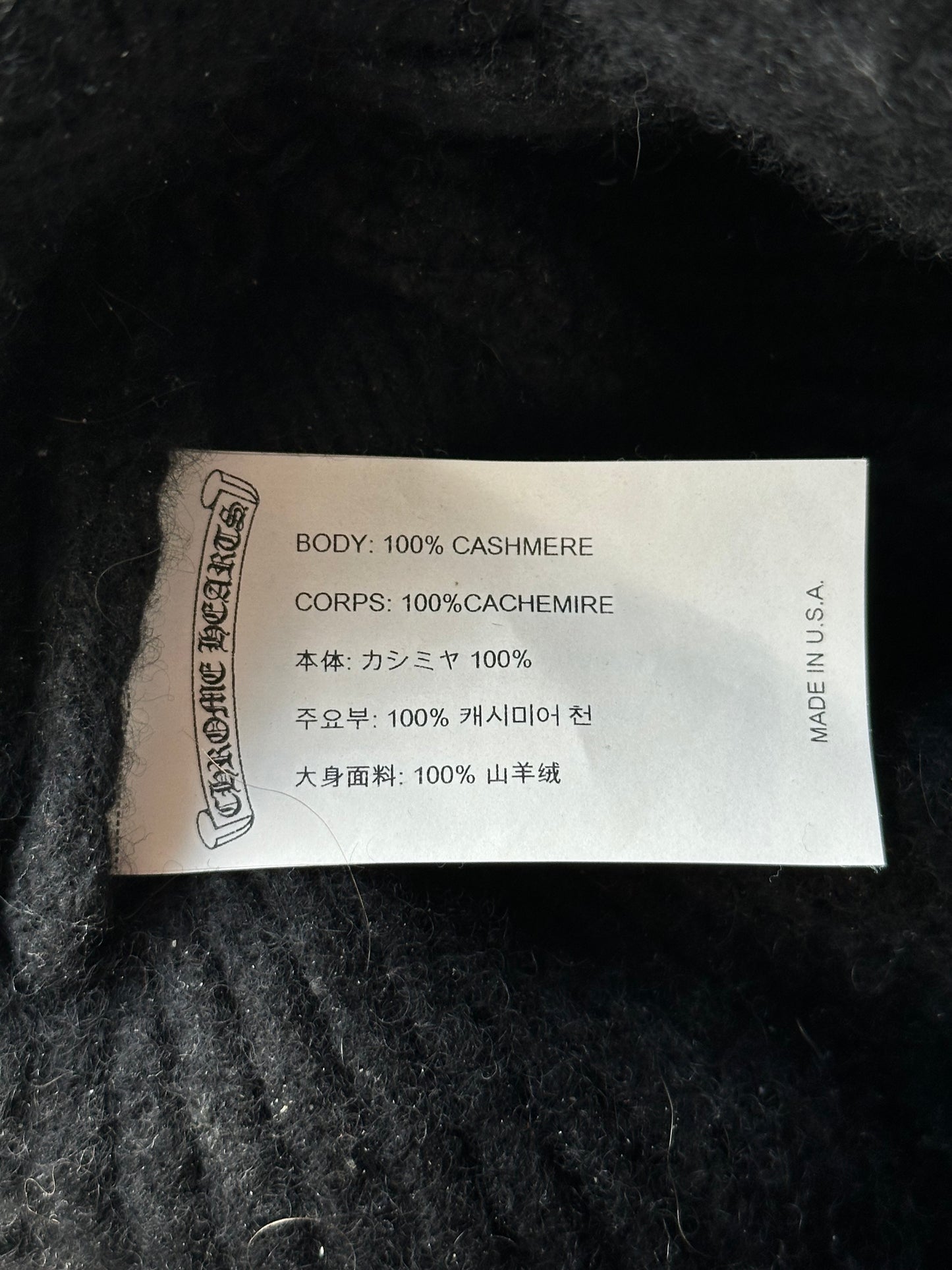 Chrome Hearts Black & White Cross Logo Cashmere Beanie