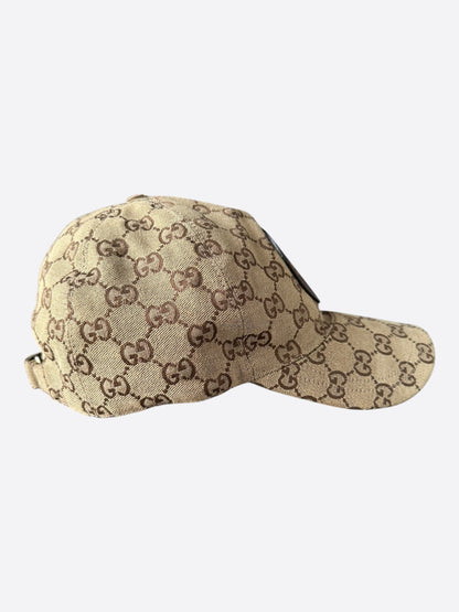 Gucci Brown GG Monogram Leather Patch Hat