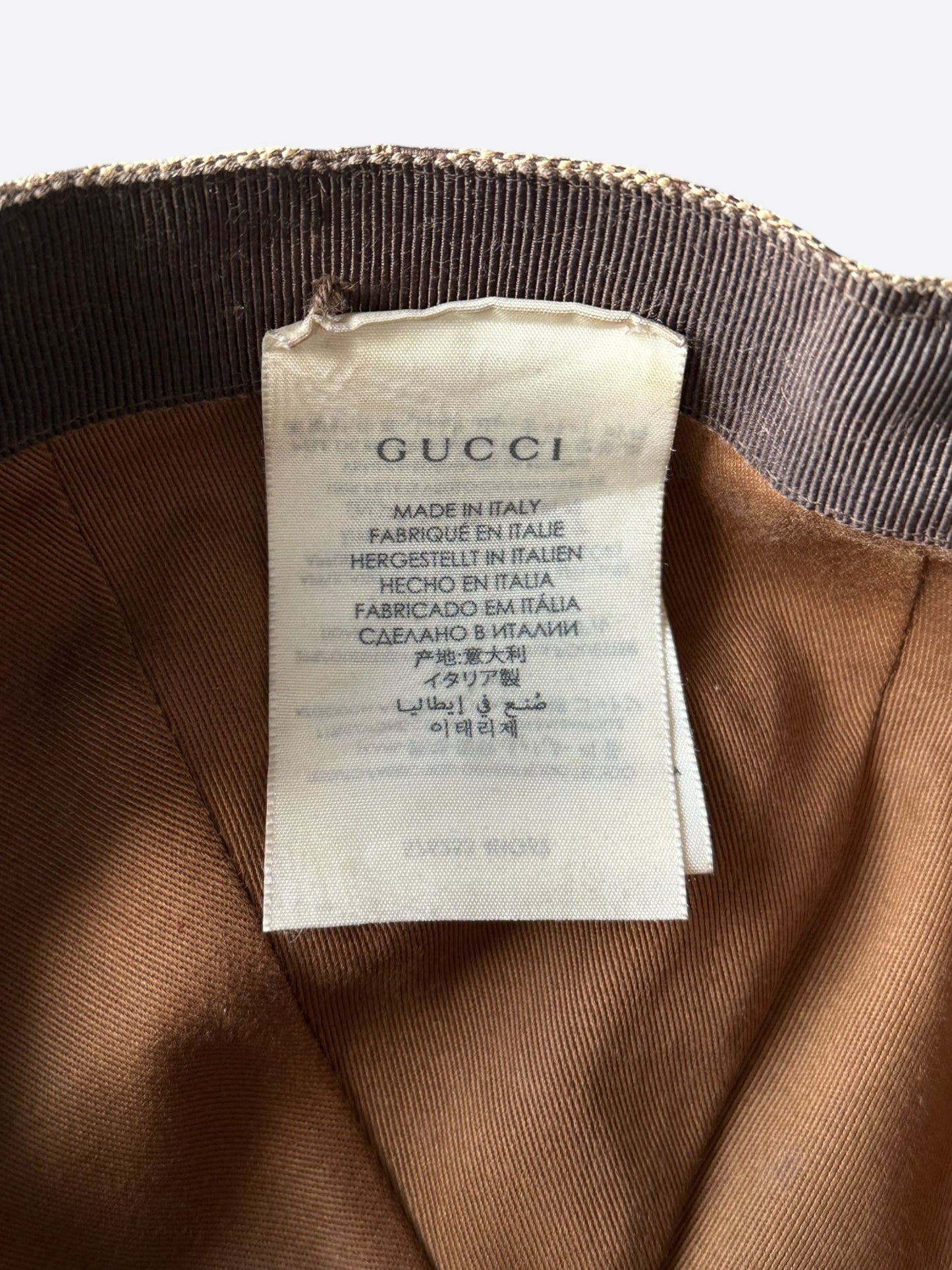 Gucci Brown GG Monogram Leather Patch Hat