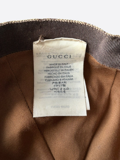 Gucci Brown GG Monogram Leather Patch Hat