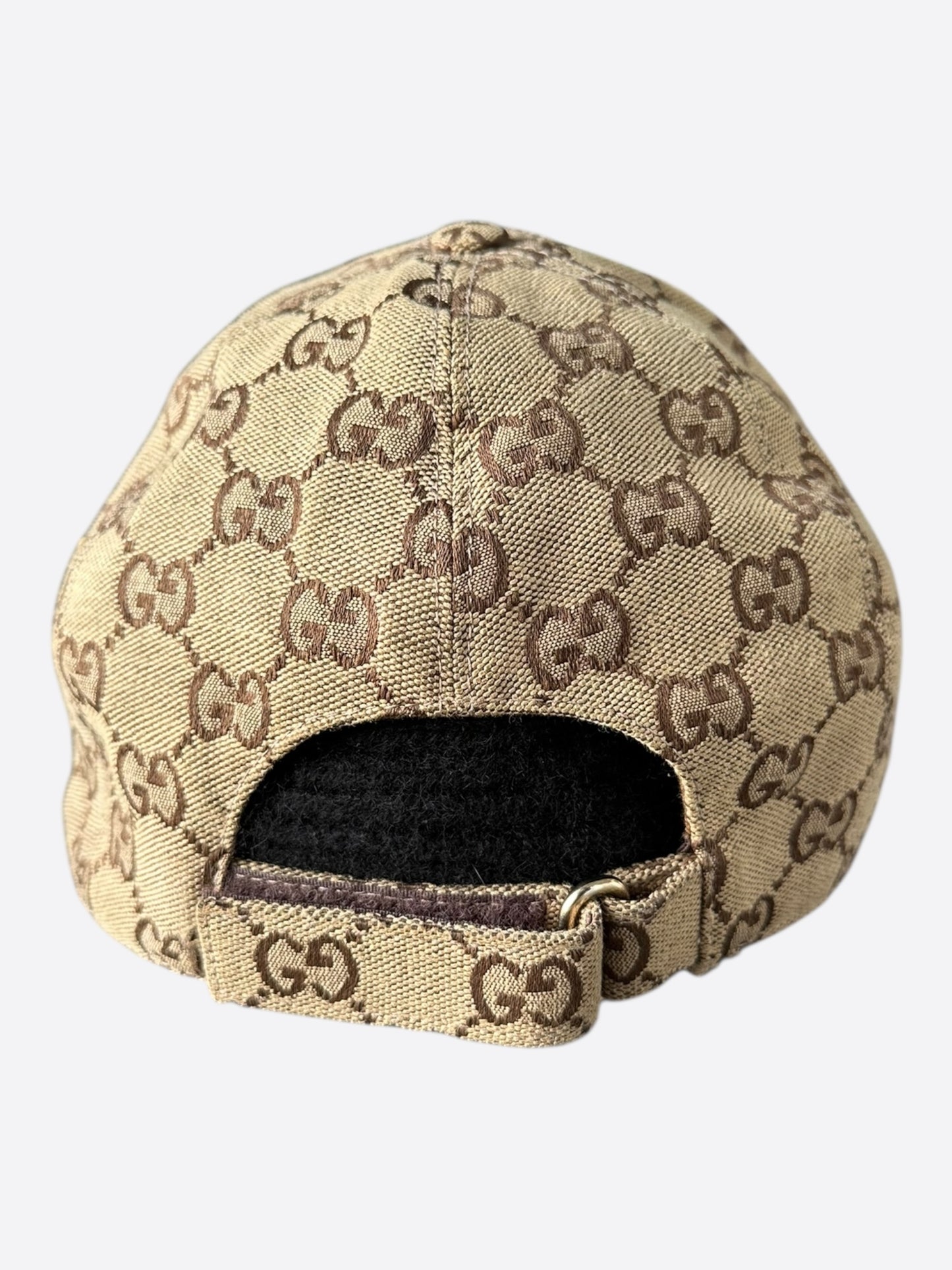Gucci Brown GG Monogram Leather Patch Hat