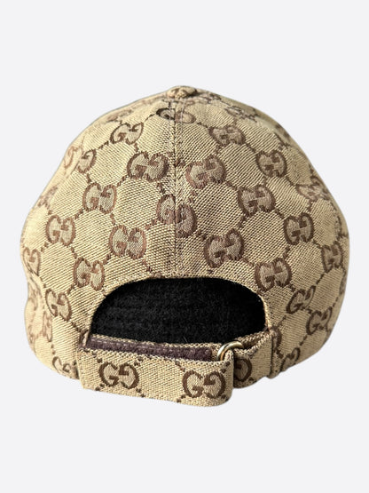 Gucci Brown GG Monogram Leather Patch Hat