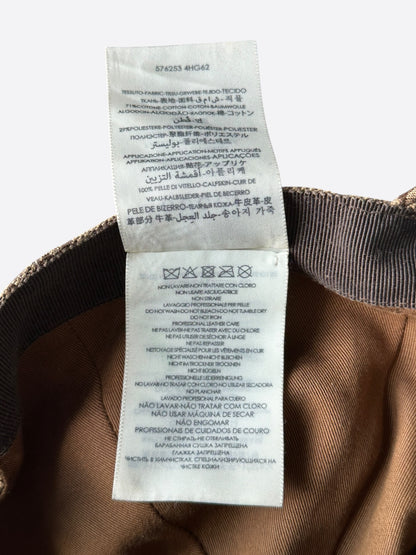 Gucci Brown GG Monogram Leather Patch Hat