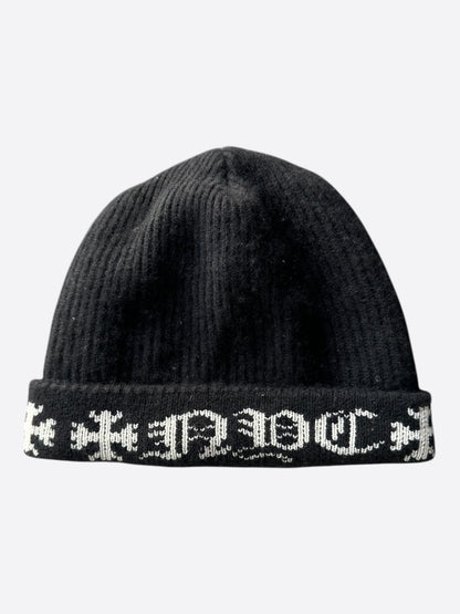 Chrome Hearts Black & White Cross Logo Cashmere Beanie