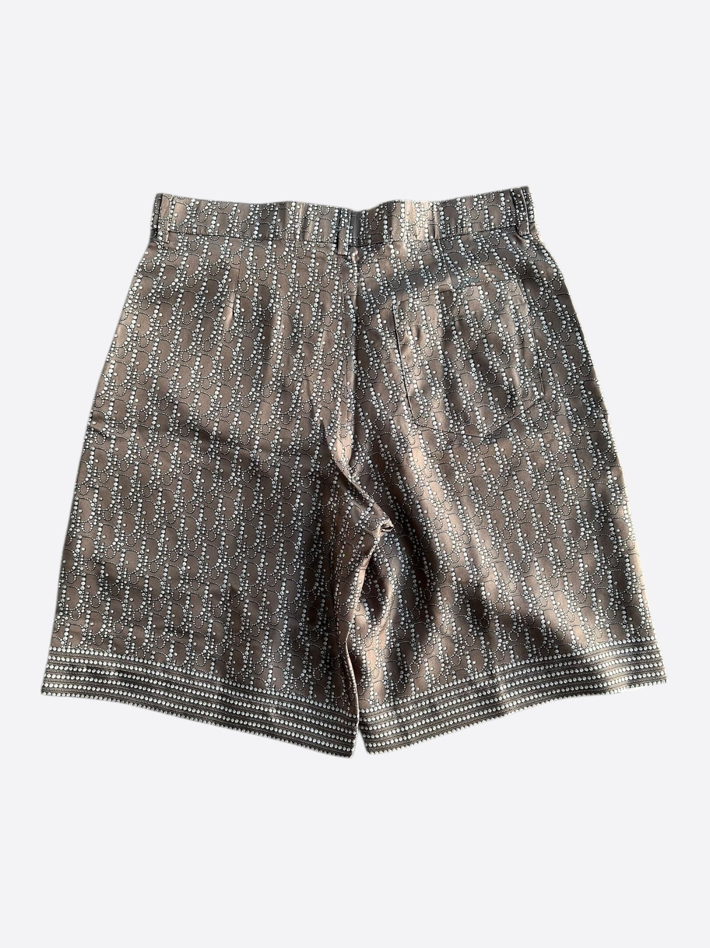 Dior Brown & Pearl Oblique Silk Shorts