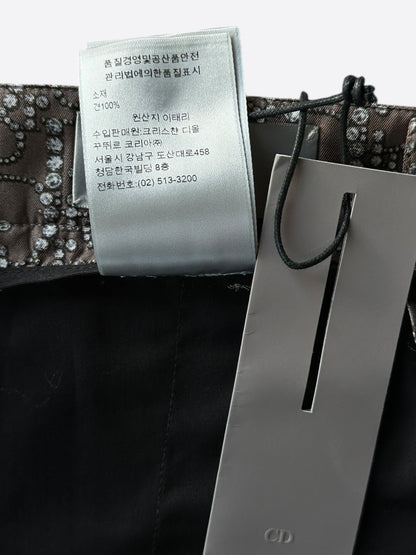 Dior Brown & Pearl Oblique Silk Shorts