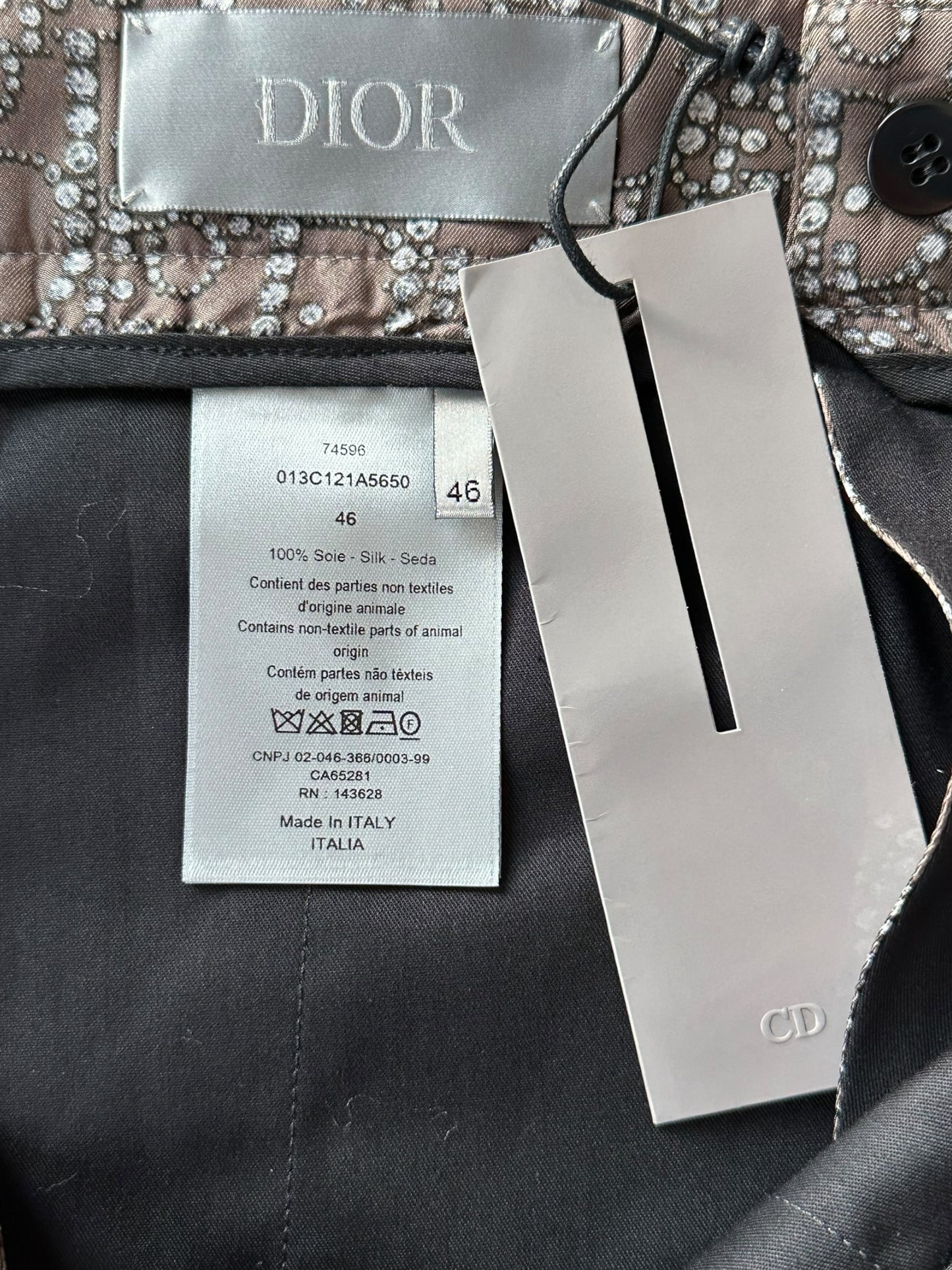 Dior Brown & Pearl Oblique Silk Shorts