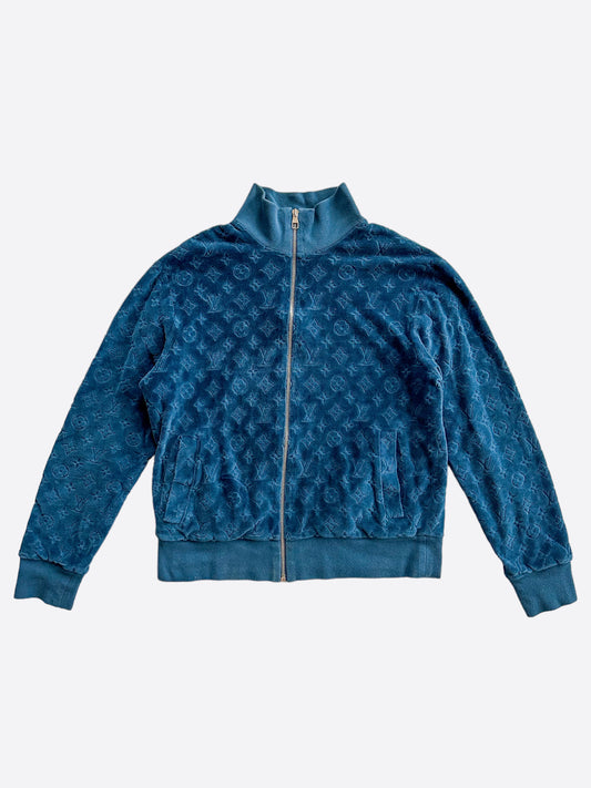 Louis Vuitton Blue Velour Monogram Track Jacket