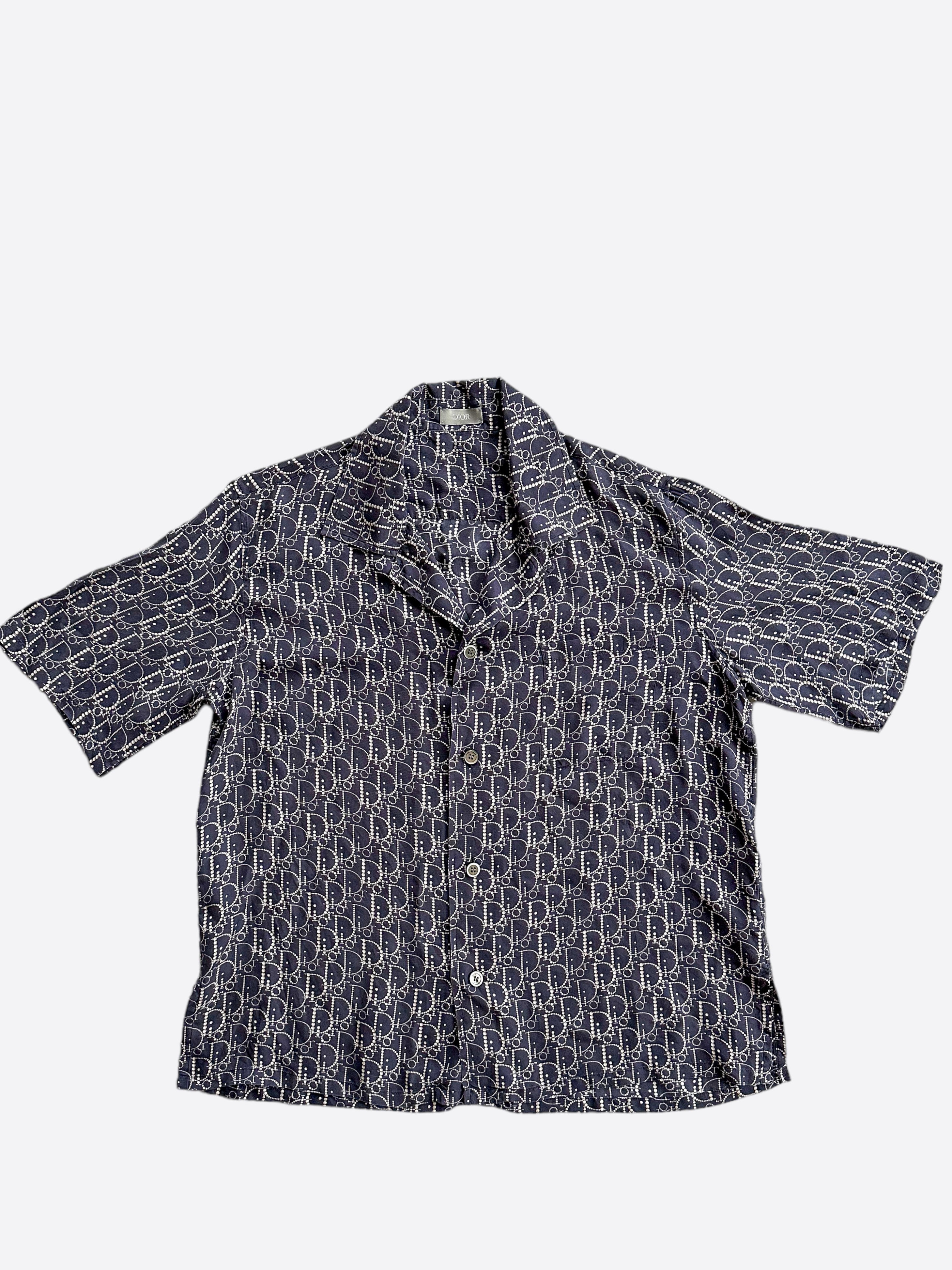 Dior Navy Pearl Oblique Button Up Shirt – Savonches