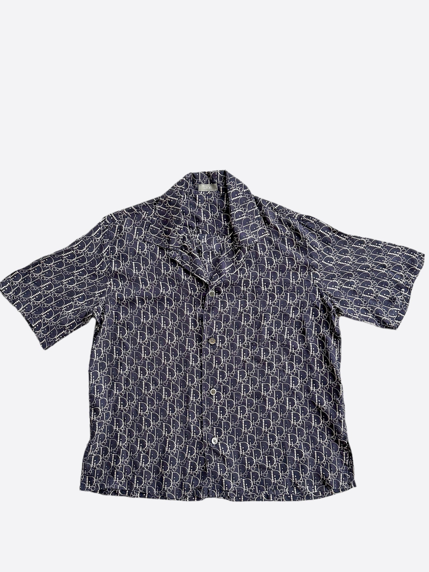 Dior Navy Pearl Oblique Button Up Shirt