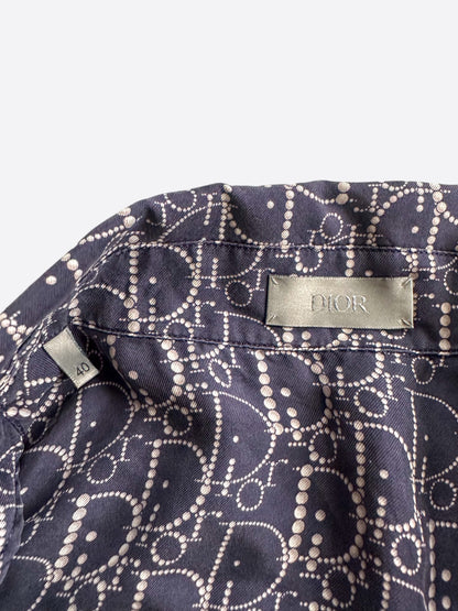 Dior Navy Pearl Oblique Button Up Shirt