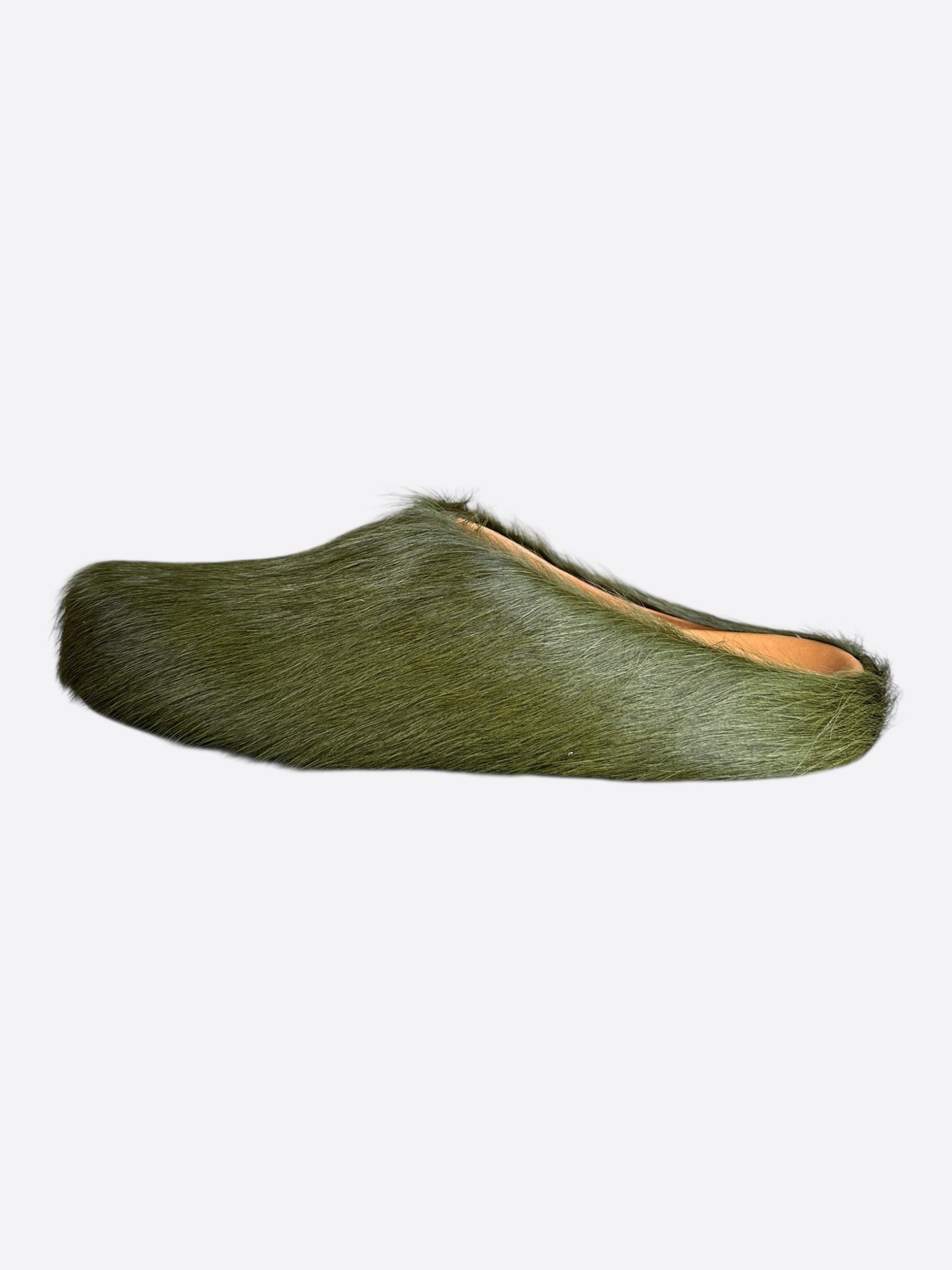 Marni Olive Calfskin Fussbett Sabot Slides