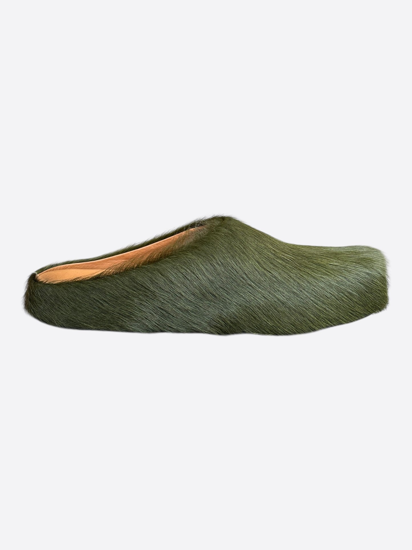 Marni Olive Calfskin Fussbett Sabot Slides