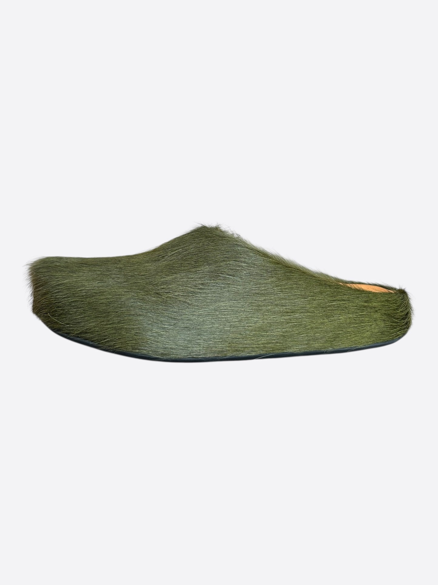 Marni Olive Calfskin Fussbett Sabot Slides