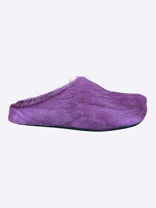 Marni Purple Calfskin Fussbett Sabot Slides