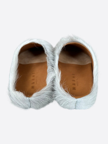 Marni Sodium Grey Calfskin Fussbett Sabot Slides