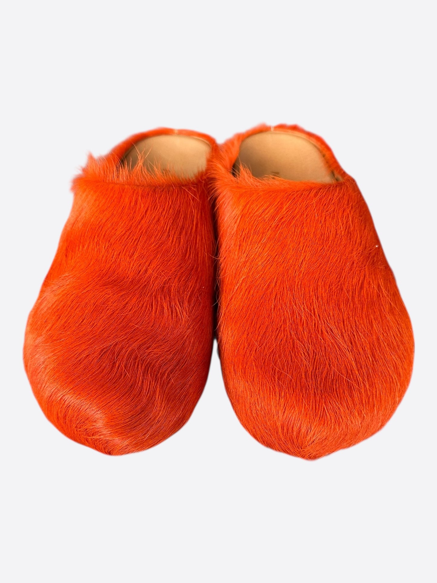 Marni Orange Calfskin Fussbett Sabot Slides