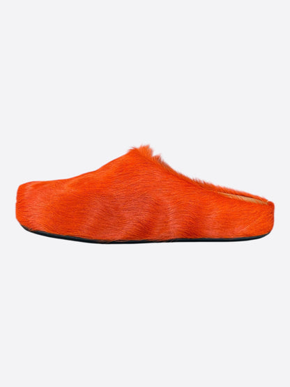 Marni Orange Calfskin Fussbett Sabot Slides