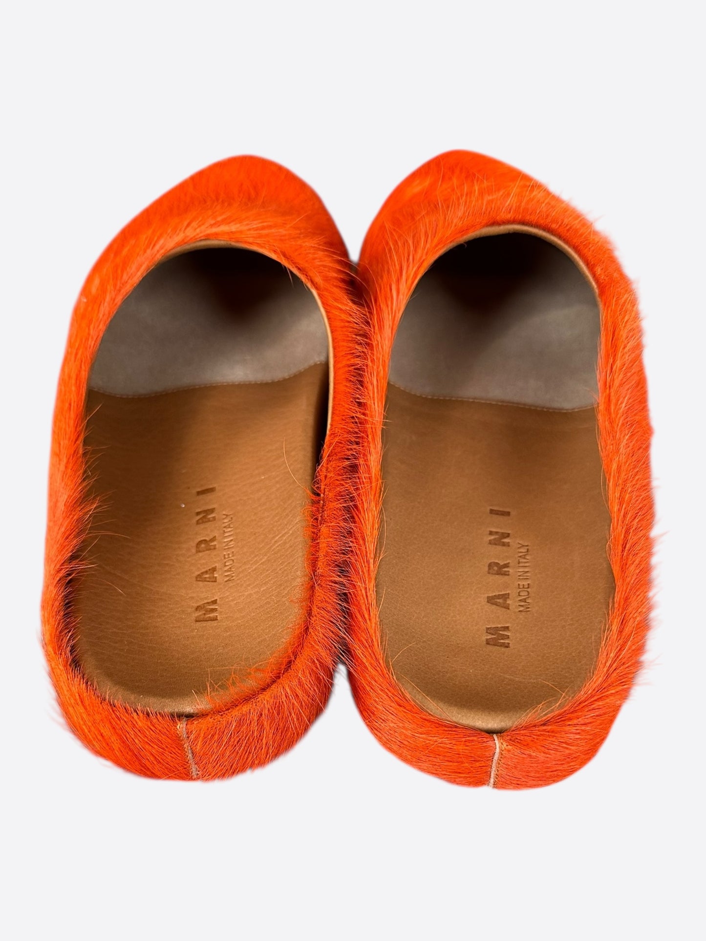 Marni Orange Calfskin Fussbett Sabot Slides